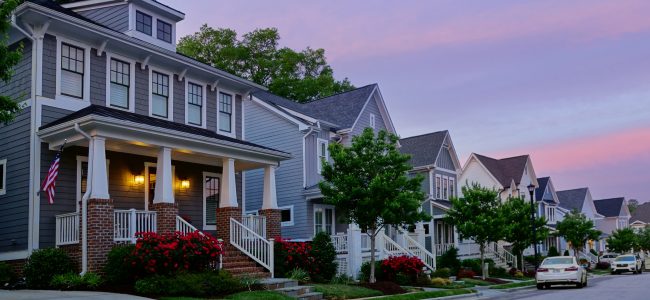 New homes on a quiet street in Raleigh NC